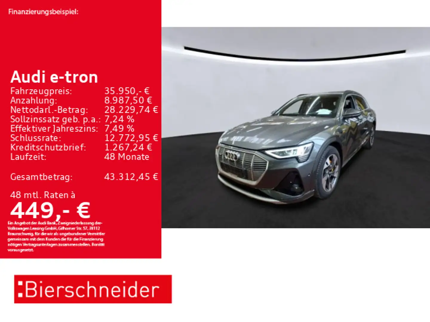 Audi e-tron 55 S-Line AHK PANO HuD B&O CAM Grau - 1