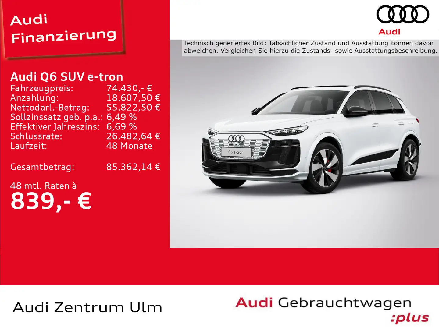 Audi Q6 e-tron S-Line qu ACC B&O HuD MATRIX NAVI PANO Weiß - 1