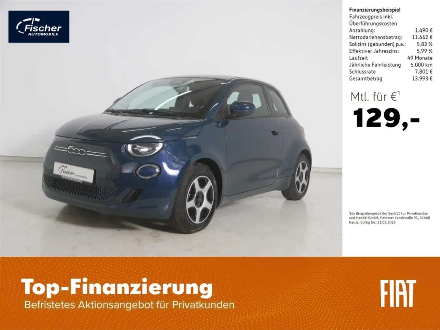 Fiat 500e Elektro Action 23,8 Kwh Keyless/DAB+/Link Grün - 1