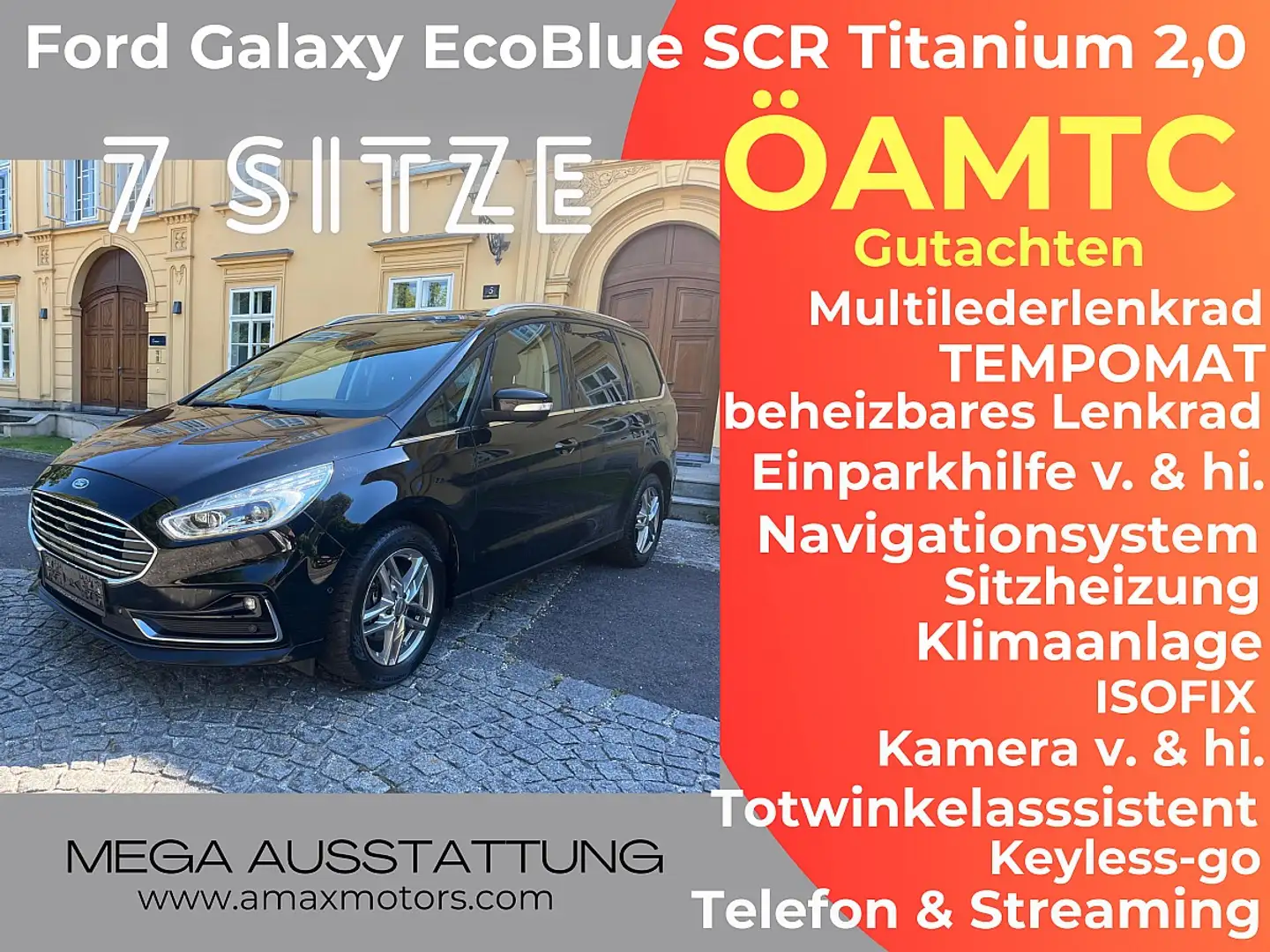 Ford Galaxy 2,0 Eco Blue SCR Titanium 7Sitze AHK Rückfahrka... Noir - 1