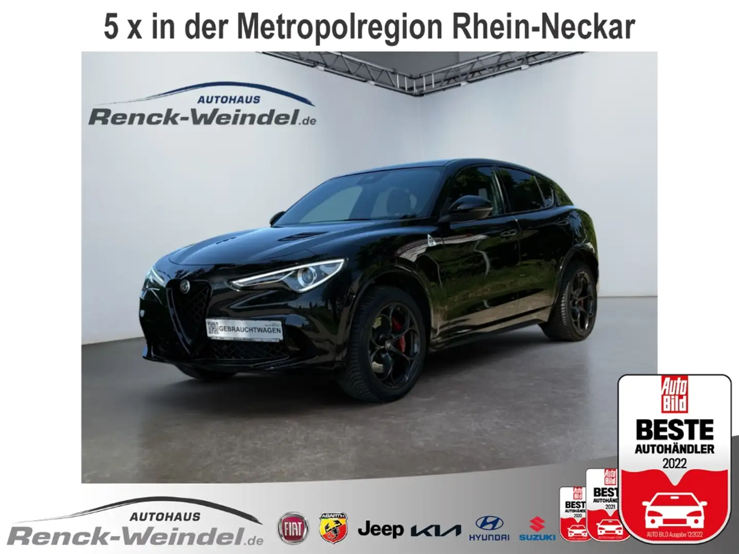 Alfa Romeo Stelvio Quadrifoglio Q4 2.9 Bi-turbo AD Panorama Navi Lede Schwarz - 1