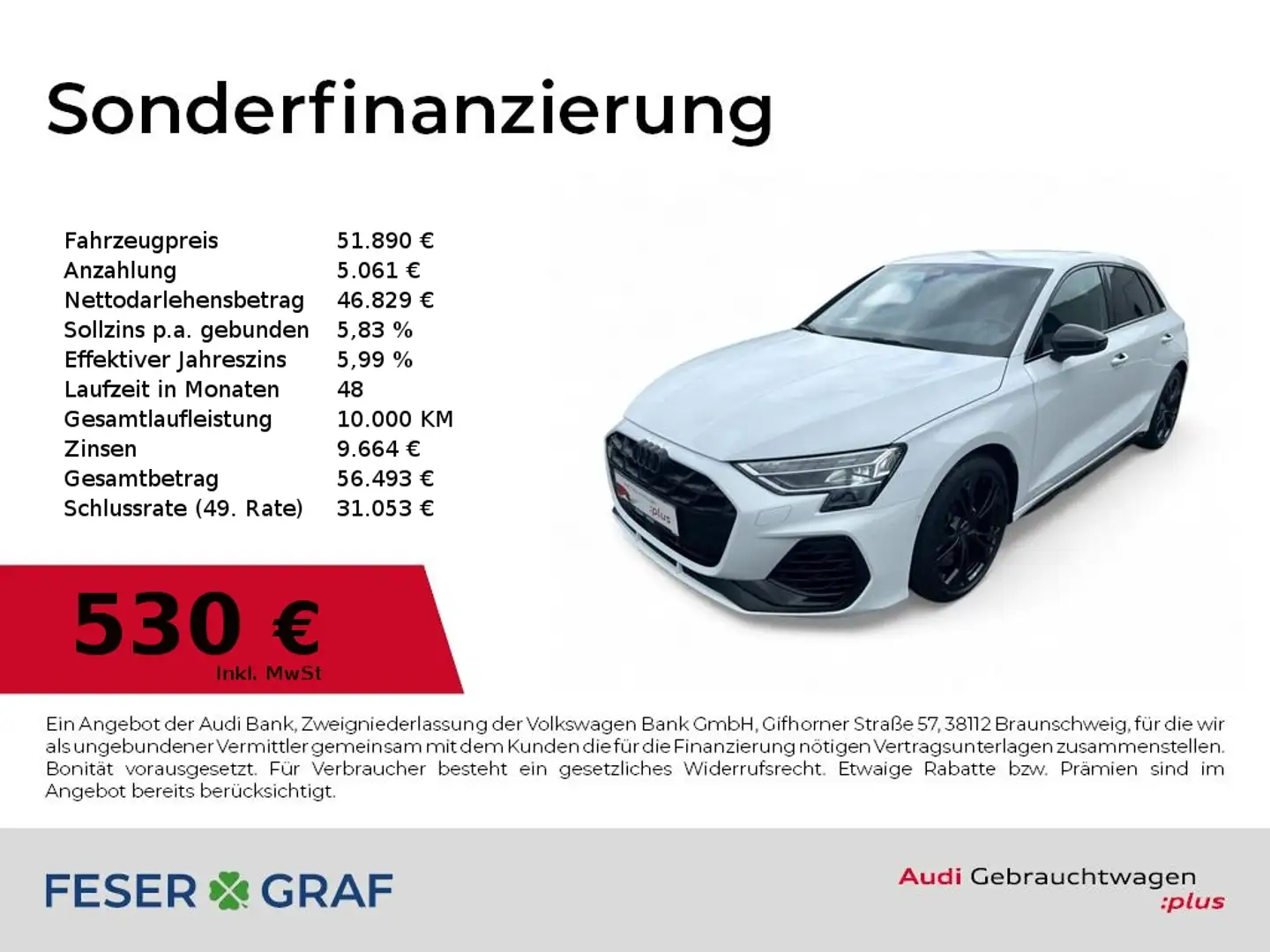 Audi S3 Sportback TFSI quattro S tronic Akrapovic/SHZ/SONO Weiß - 1