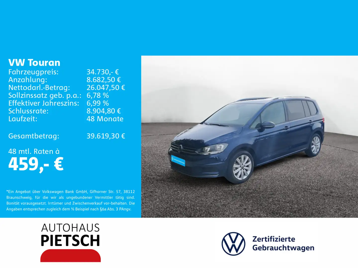 Volkswagen Touran 1.5 TSI Goal Blau - 1