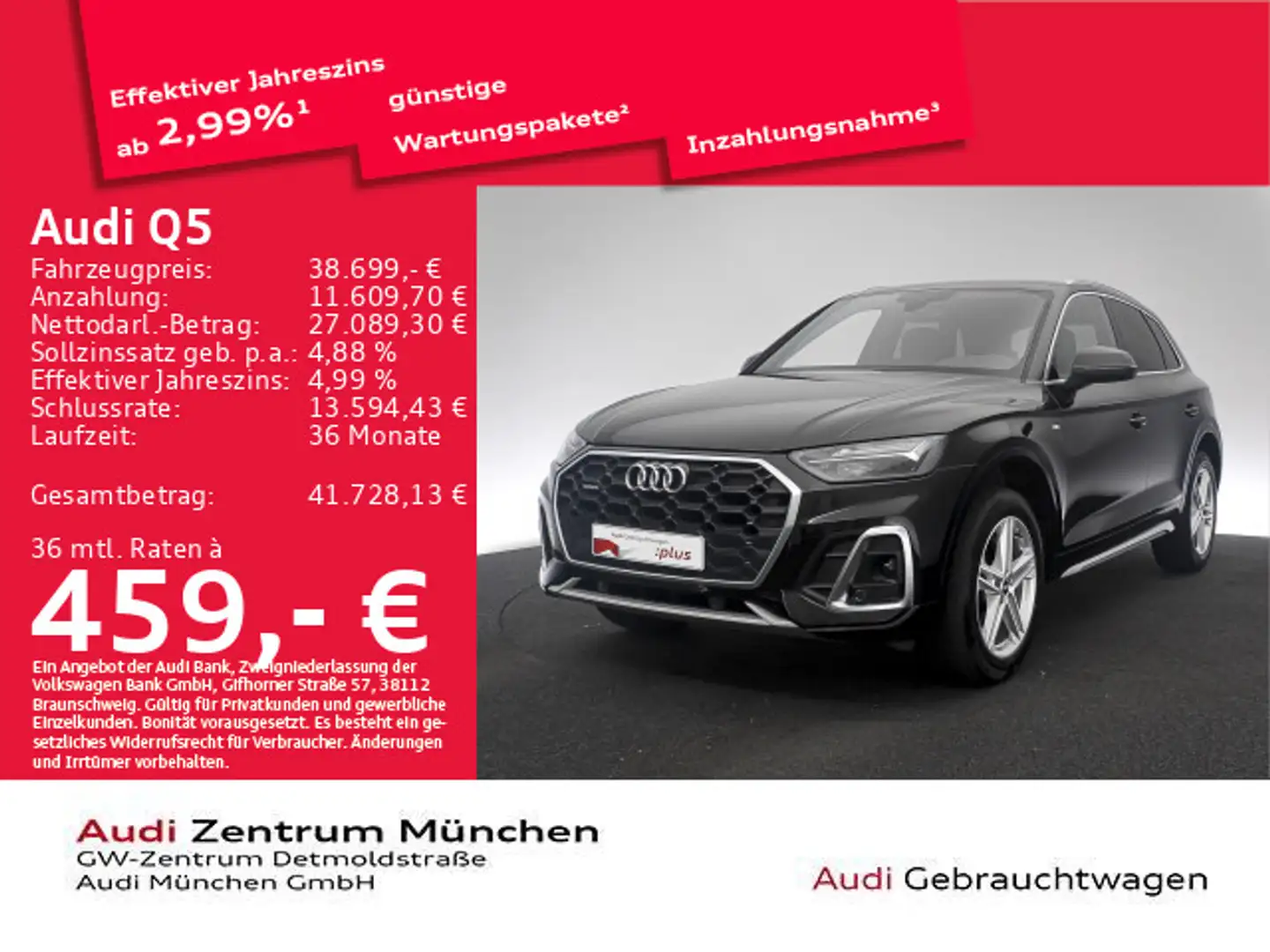 Audi Q5 40 TDI qu. S tronic 2x S line AHK/Navi+/Kamer Schwarz - 1
