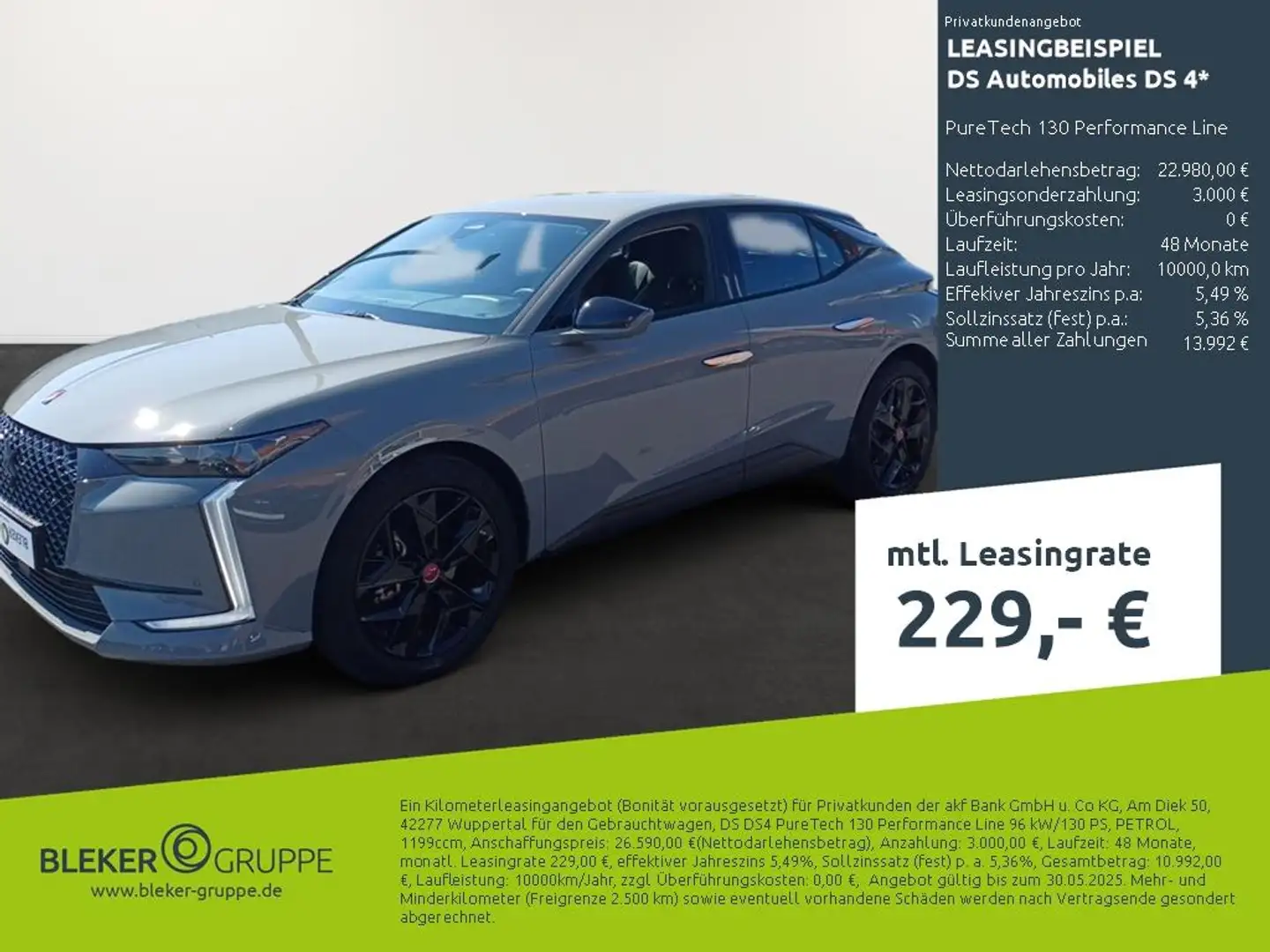DS Automobiles DS 4 PureTech 130 Performance Line Gris - 1