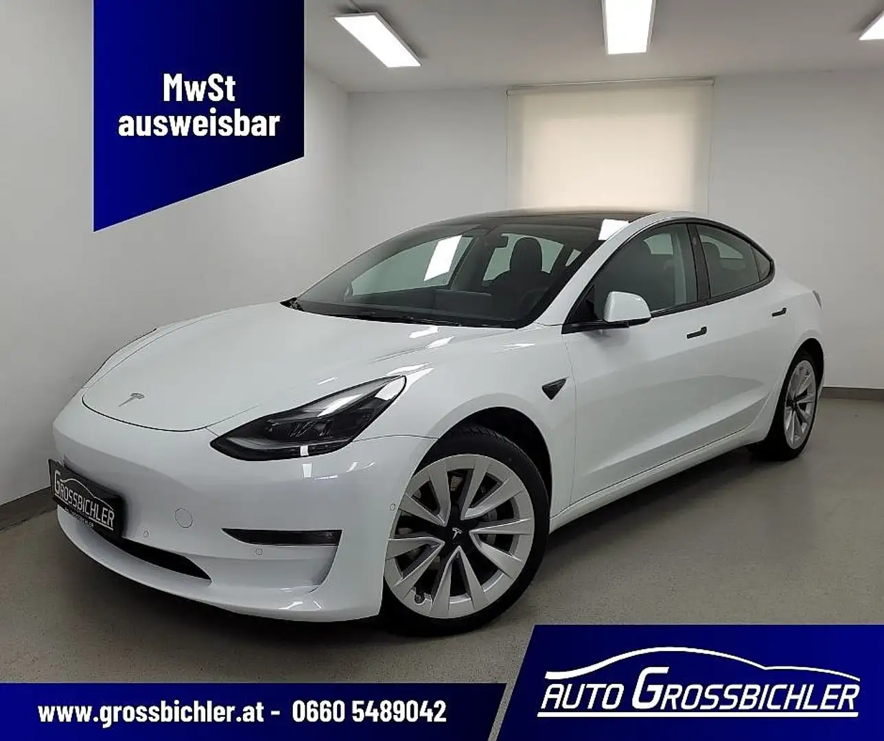 Tesla Model 3 Lo Rang AWD 75kWh netto 27.625 leasingfähig+AHK Weiß - 2