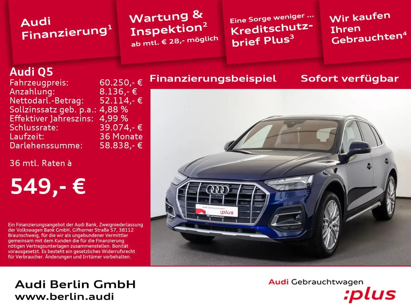 Audi Q5 advanced 40 TFSI qu.S tr. STDHZ 360° HUD PANO Blau - 1