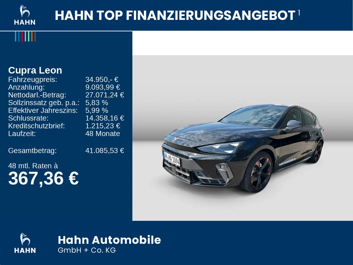 CUPRA Leon 1.5110 kW (150 PS)DSG, AHK,Pano-Dach,Matrix Schwarz - 2