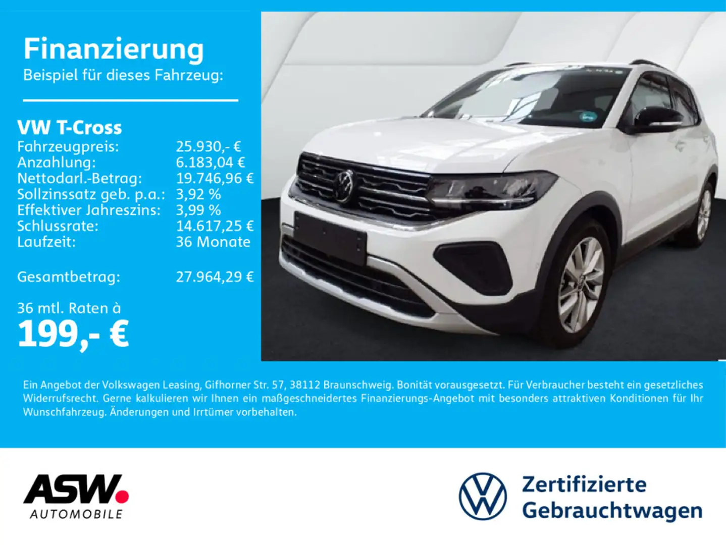 Volkswagen T-Cross Goal 1.0TSI DSG LED Navi PDC SHZ ACC AHK Weiß - 1