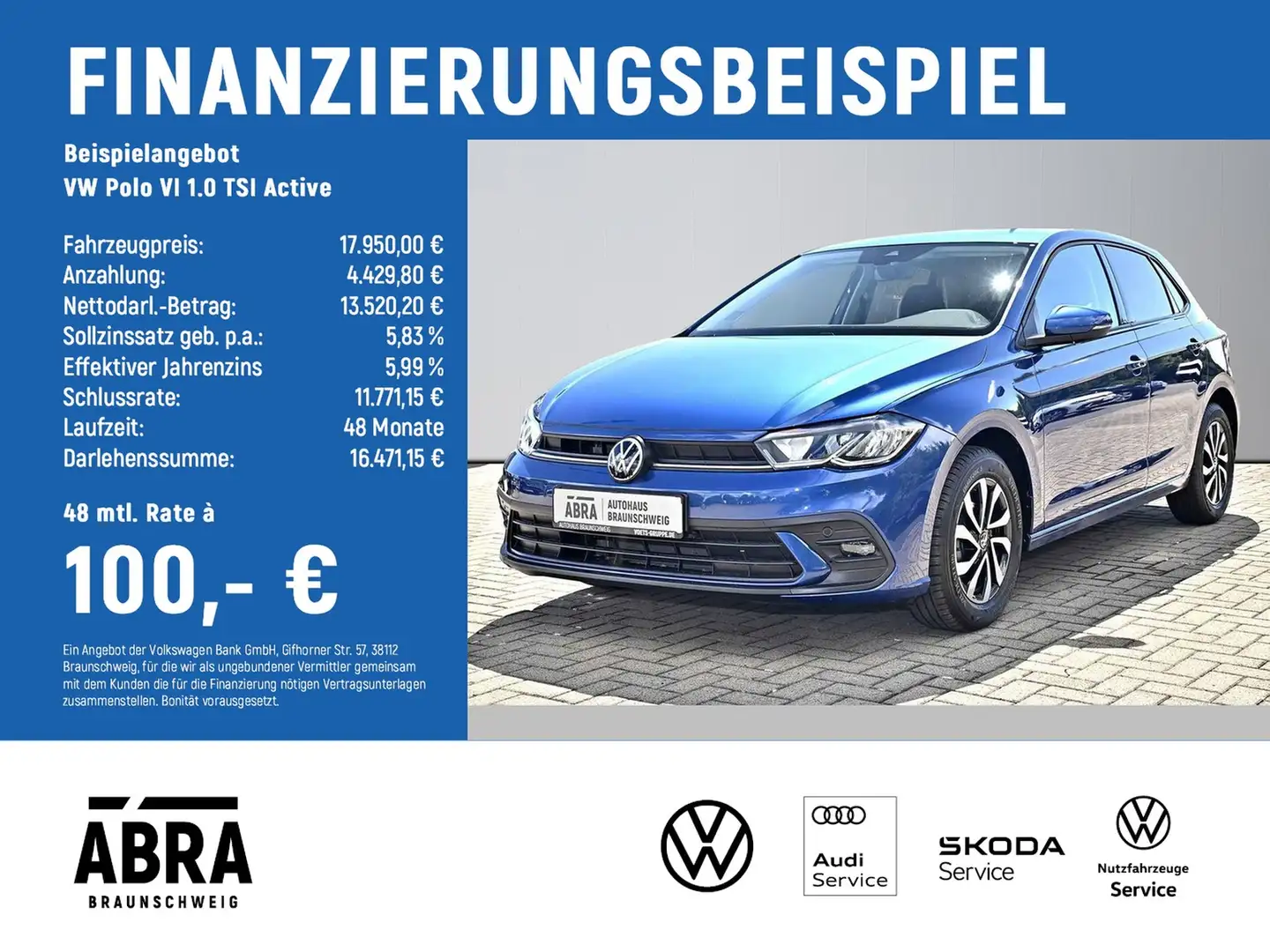 Volkswagen Polo VI 1.0 TSI Active LED+NAV+PDC+LANE+DAB+ Blau - 2
