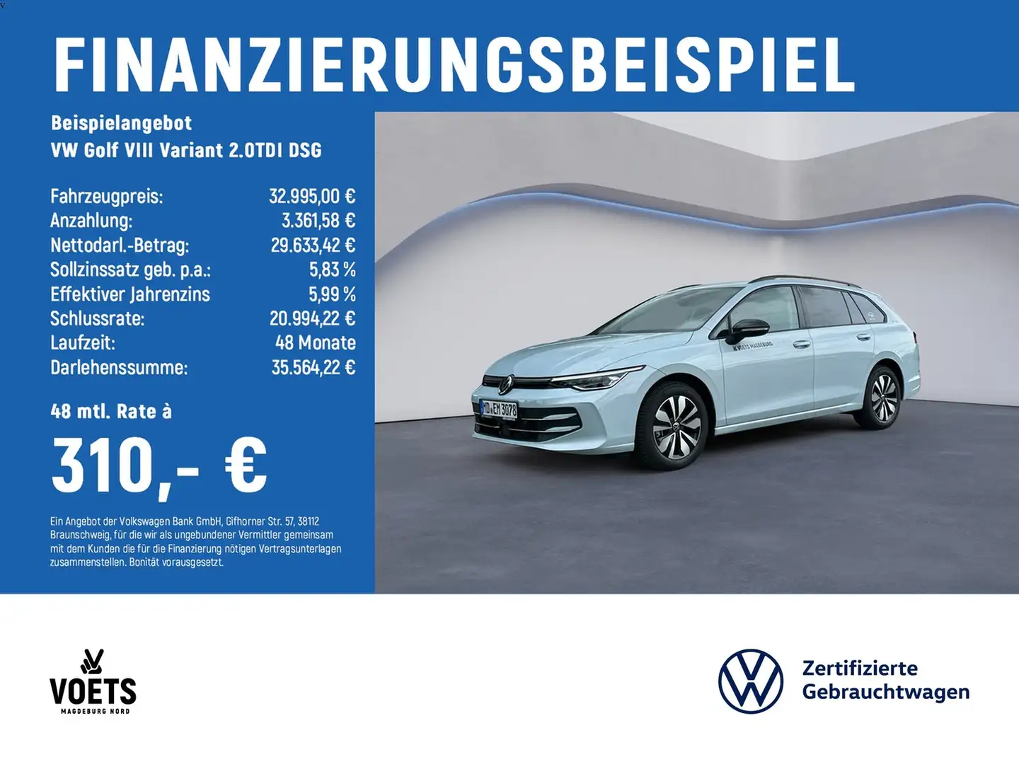 Volkswagen Golf VIII Variant 2.0TDI DSG GOAL LED+Navi+Sitzhzg. Blau - 2