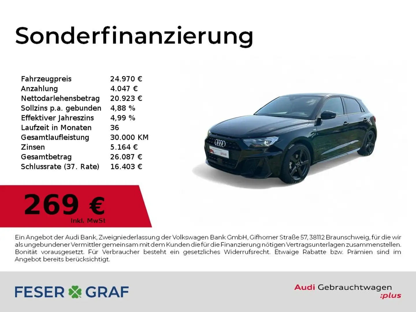 Audi A1 Sportback S line 30TFSI S tronic LED/SHZ/VC/CarPla Schwarz - 1
