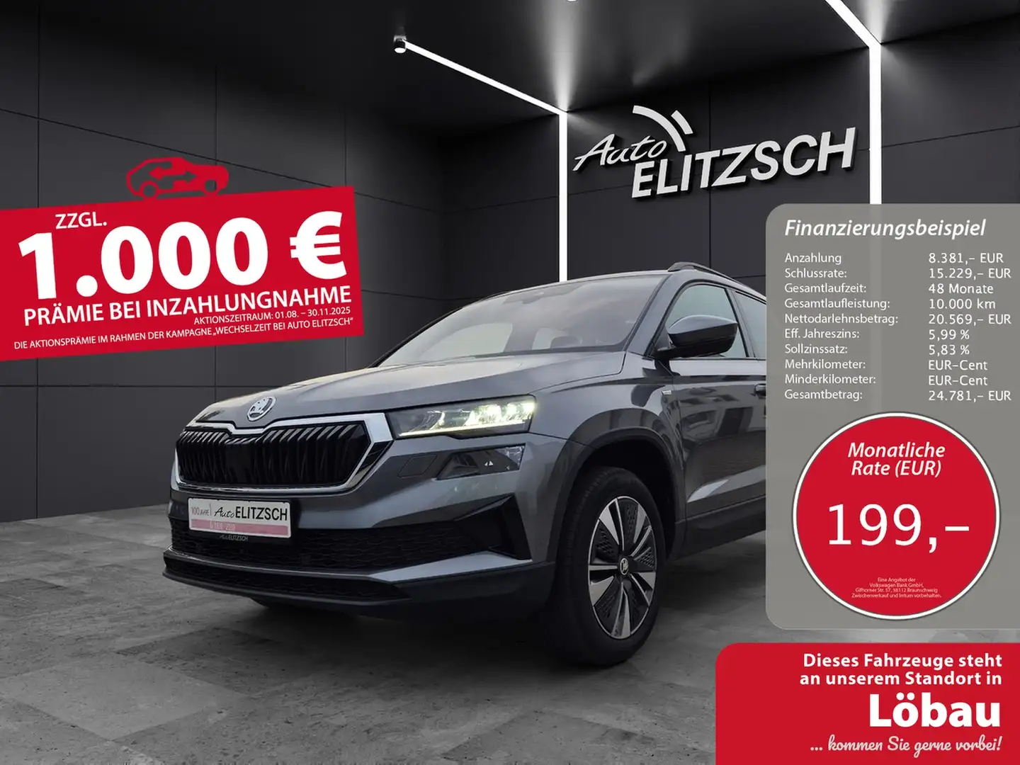 Skoda Karoq TSI Tour DSG LED Navi ACC RFK SH Grau - 1