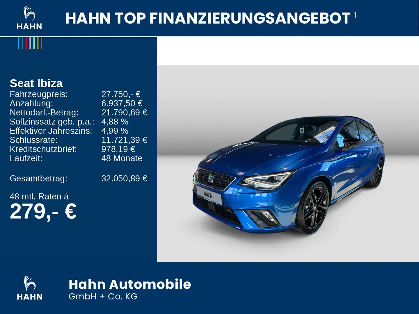 SEAT Ibiza FR Black Edition 1.0 TSI 85 kW (115PS) DSG Blau - 2