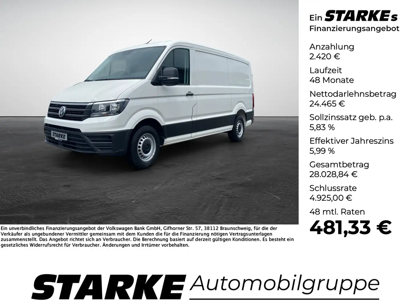 Volkswagen Crafter 35 Kasten 2.0 TDI Automatik mittellang L3H2 Weiß - 1
