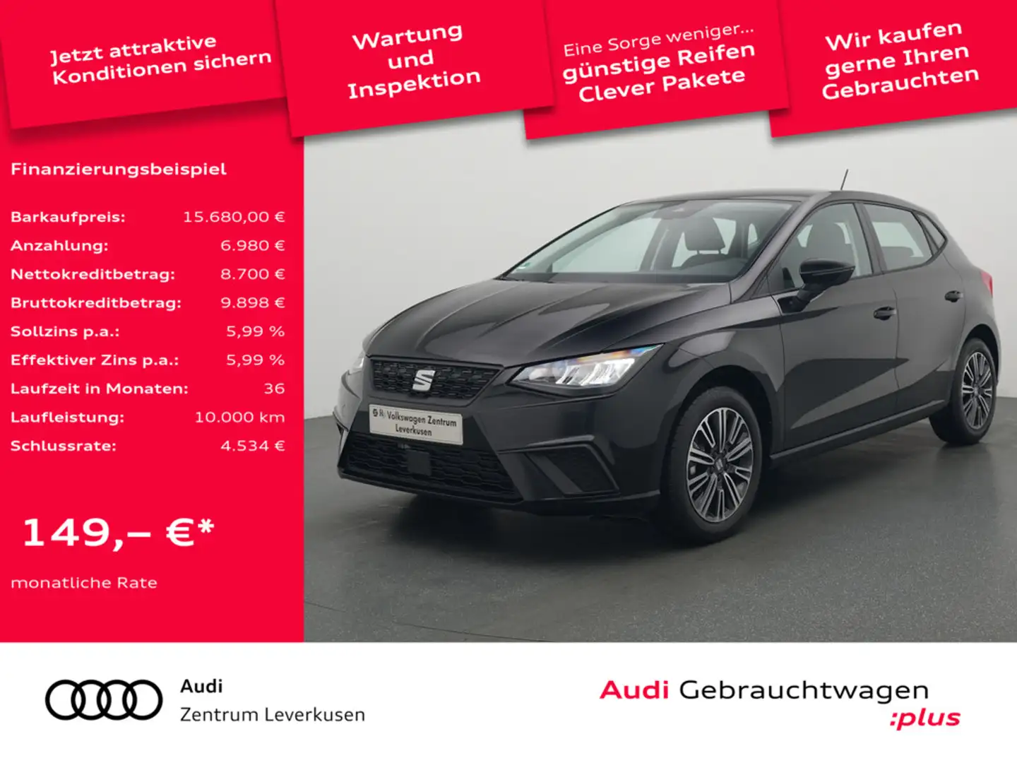 SEAT Ibiza Style SHZ LED PDC VIRT CARPLAY PORT NAV Schwarz - 1