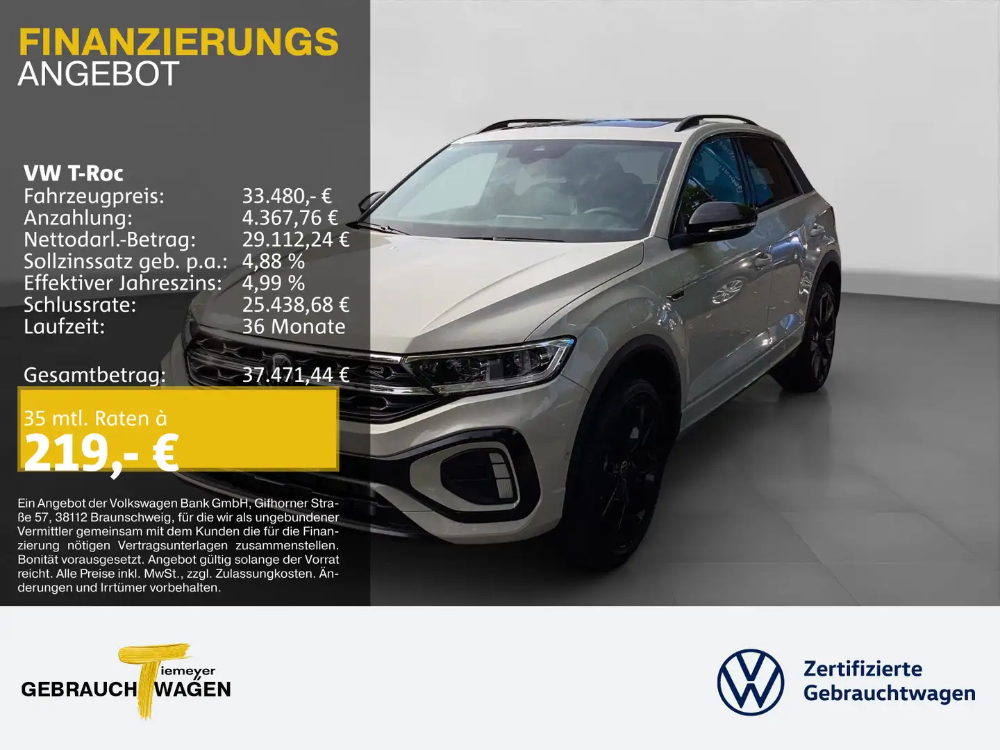 Volkswagen T-Roc 1.5 TSI DSG R-LINE BLACK LM19 PANO KAMERA Grau - 1