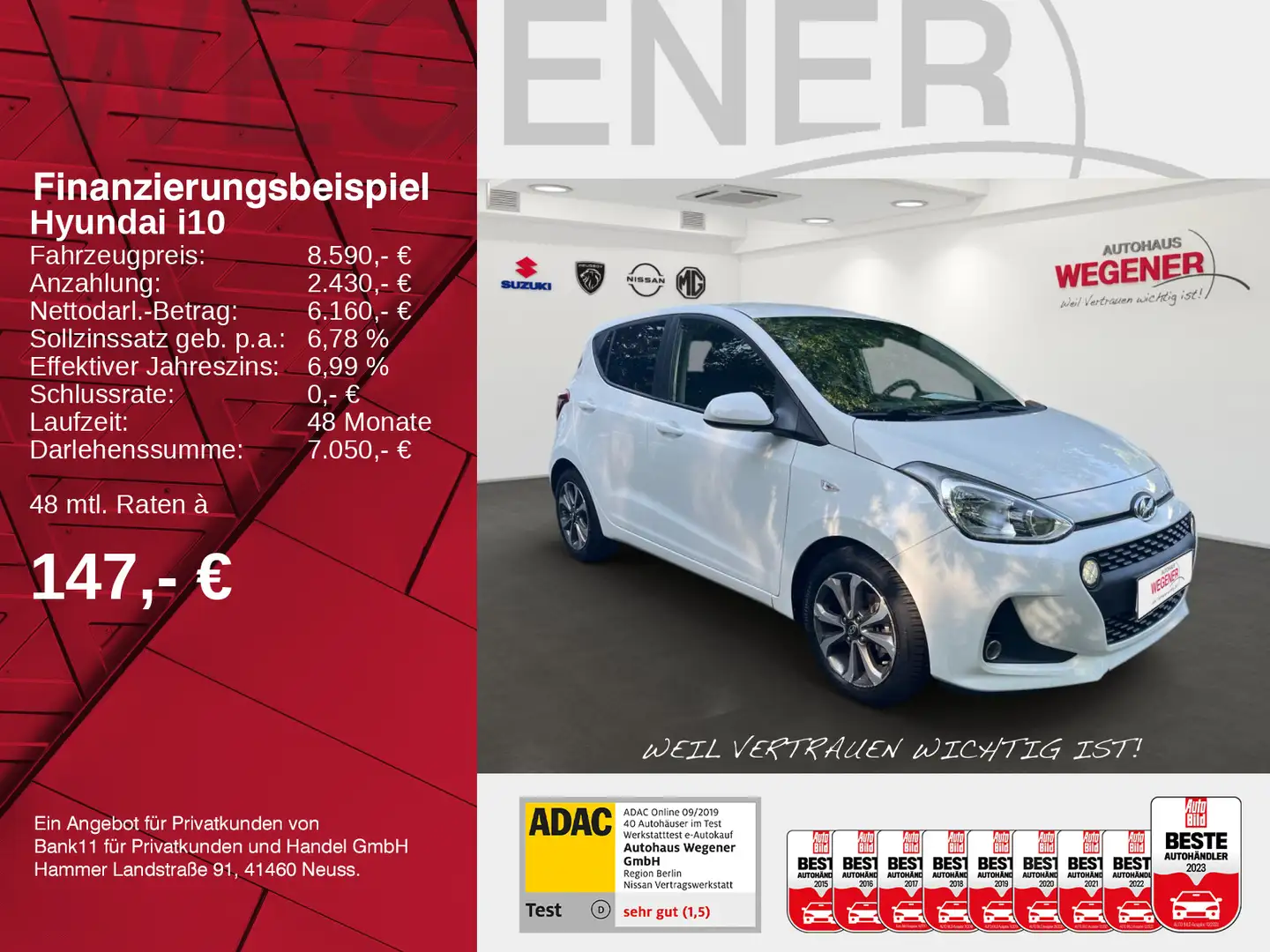 Hyundai i10 Hyundai i10 1 HAND KLIMA SITZHEIZUNG NAVI PDC Wit - 2