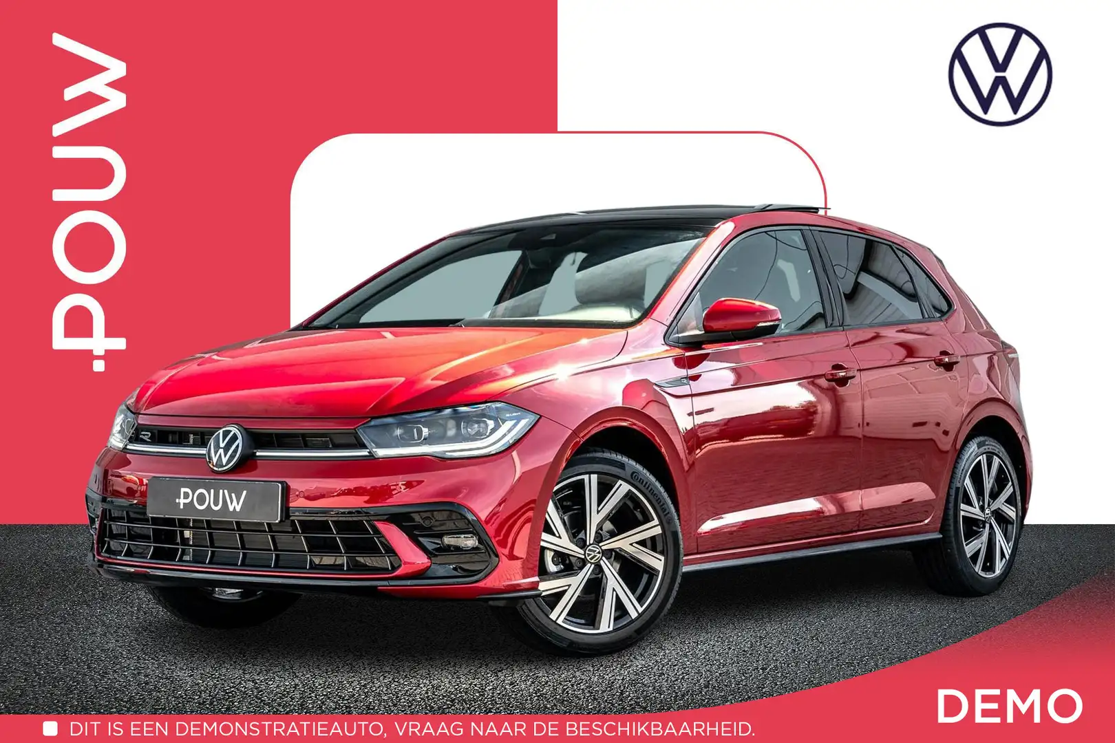 Volkswagen Polo 1.0 TSI 95pk DSG R-Line | Panoramadak | Stoelverwa Rood - 1