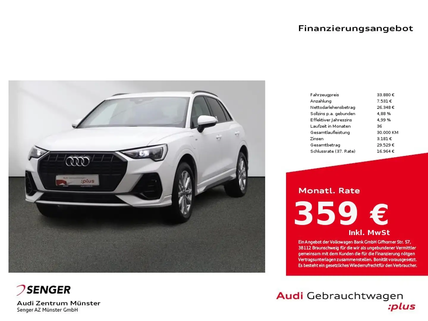 Audi Q3 45 TFSI e S line S tronic MMI LED DigiCockpit Weiß - 1