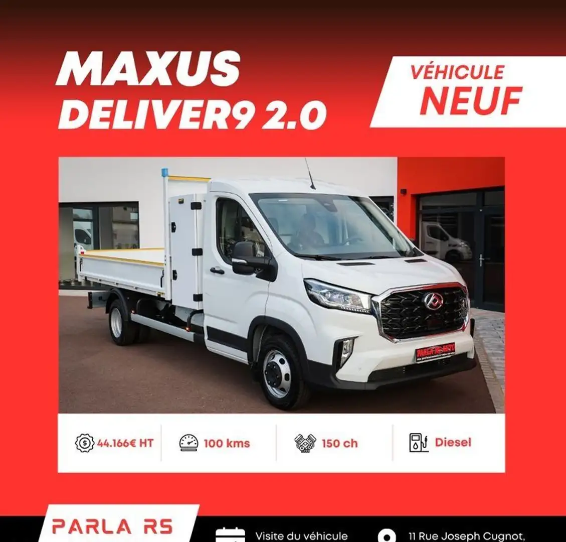 Maxus eDeliver 9 Deliver9 2.0 150ch camion coffre benne neuf roues jumelées Blanc - 1