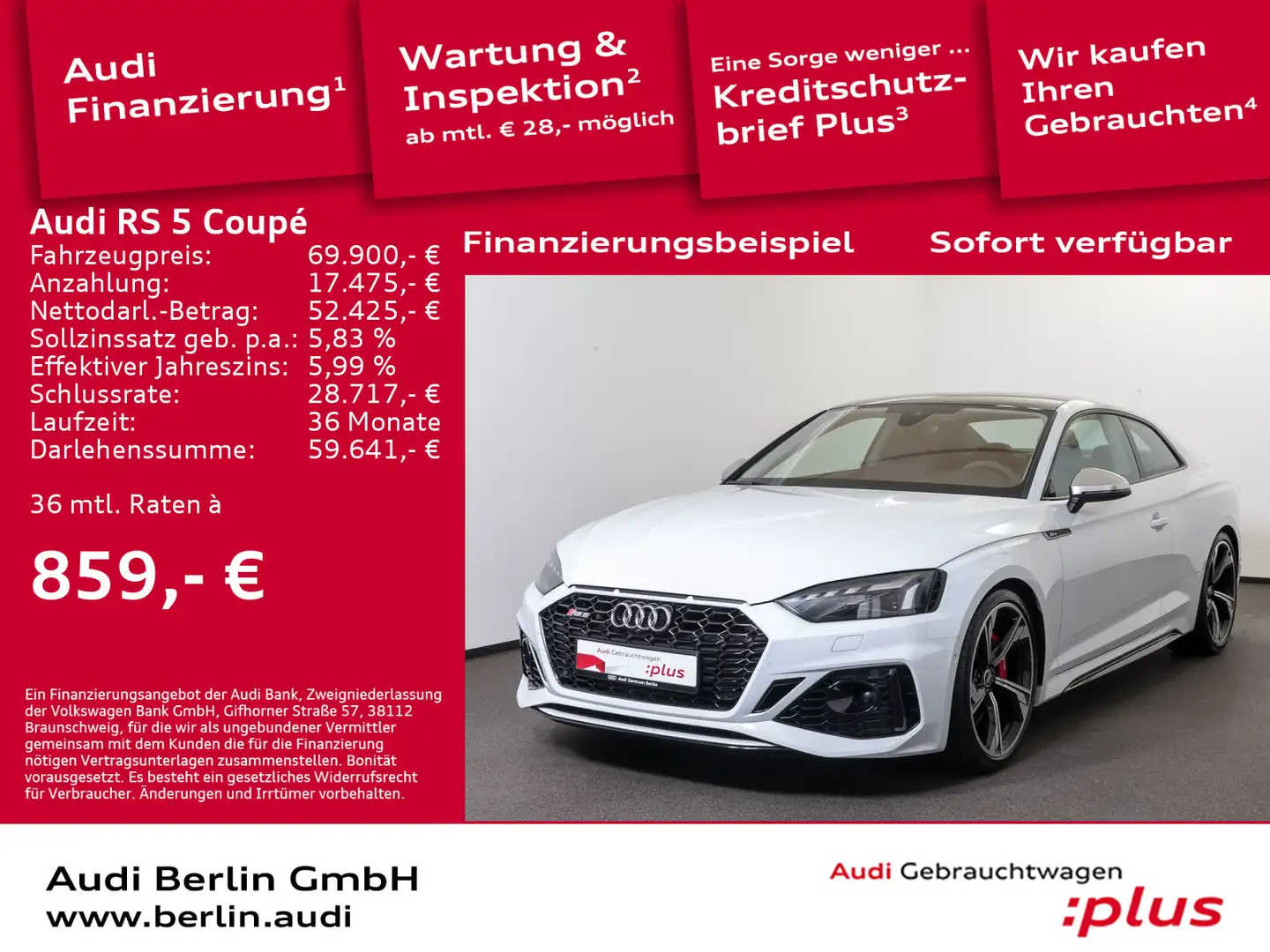 Audi RS5 tiptr. MATRIX PDC RFK NAVI VIRTUAL Weiß - 1