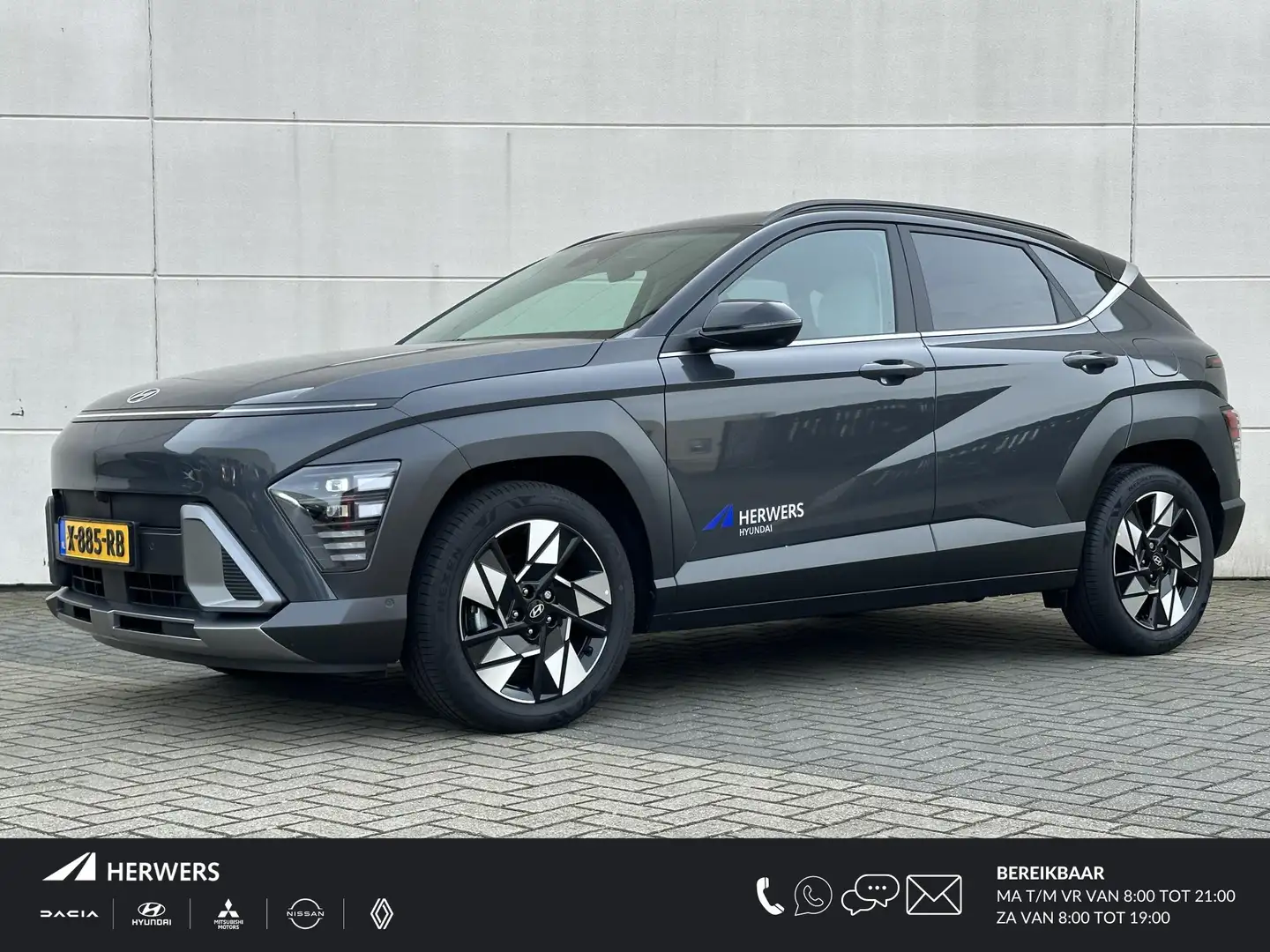 Hyundai KONA HEV Premium / Wit Leder / Elek. Stoelen + Memory / Szürke - 1