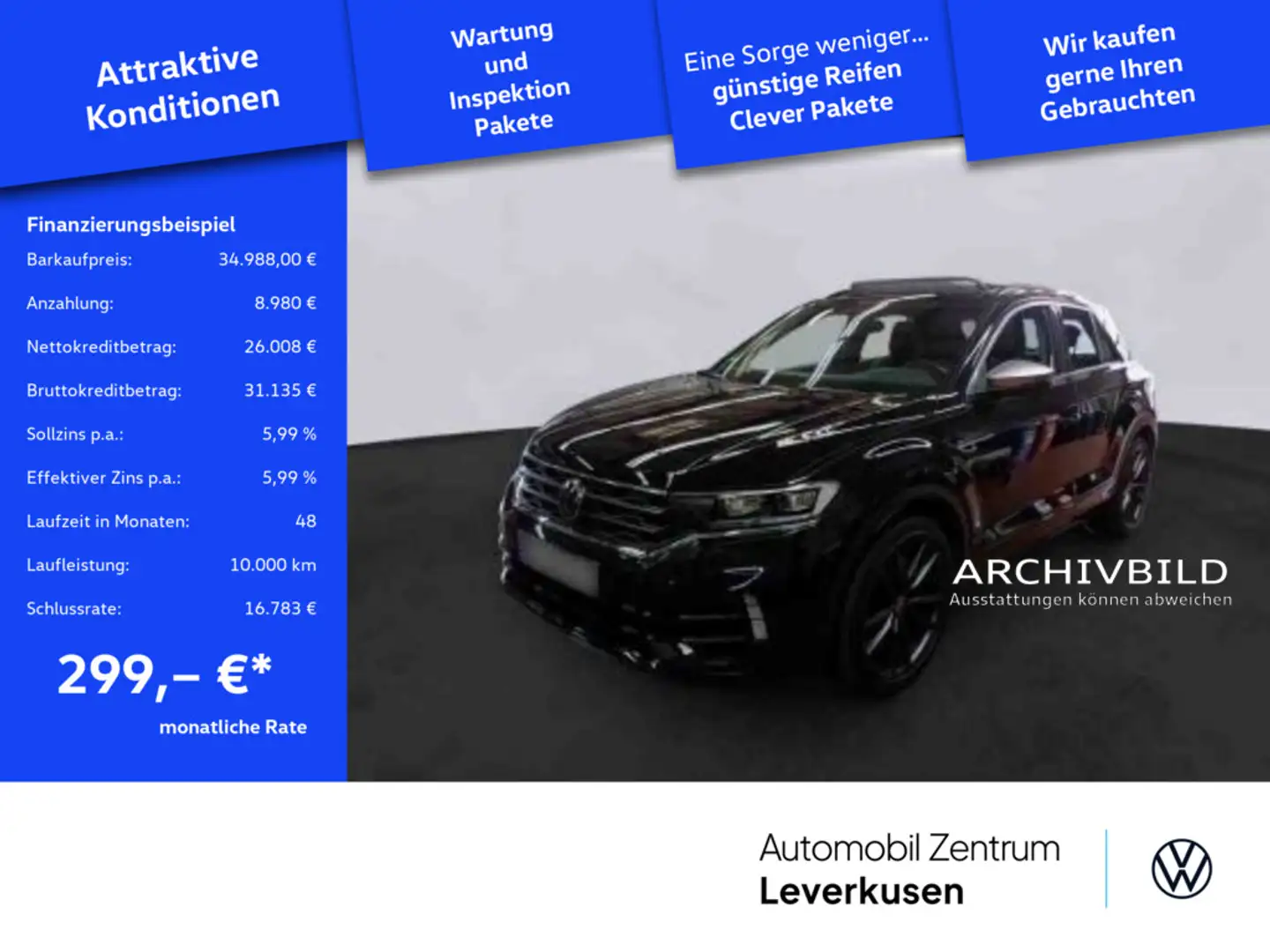 Volkswagen T-Roc R 4M PANO LED AHK KAM SHZ PDC Negro - 1