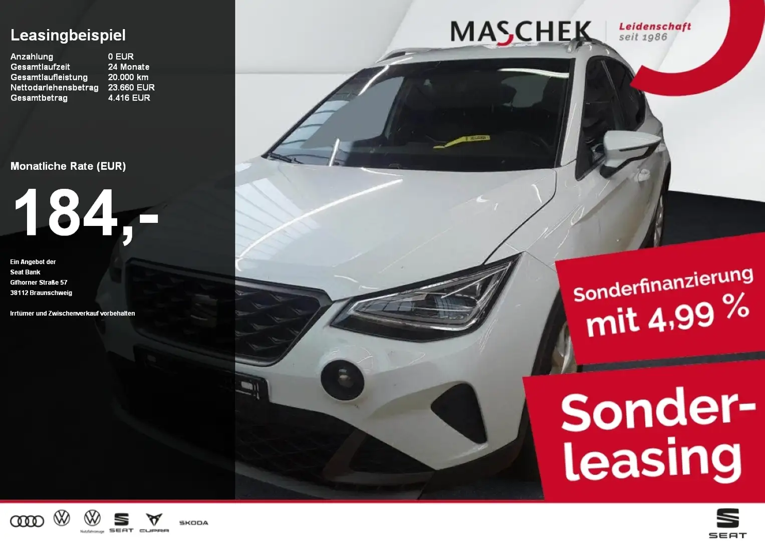SEAT Arona FR 1.0 TSI DSG Navi RearView LED Sitzh. Weiß - 1