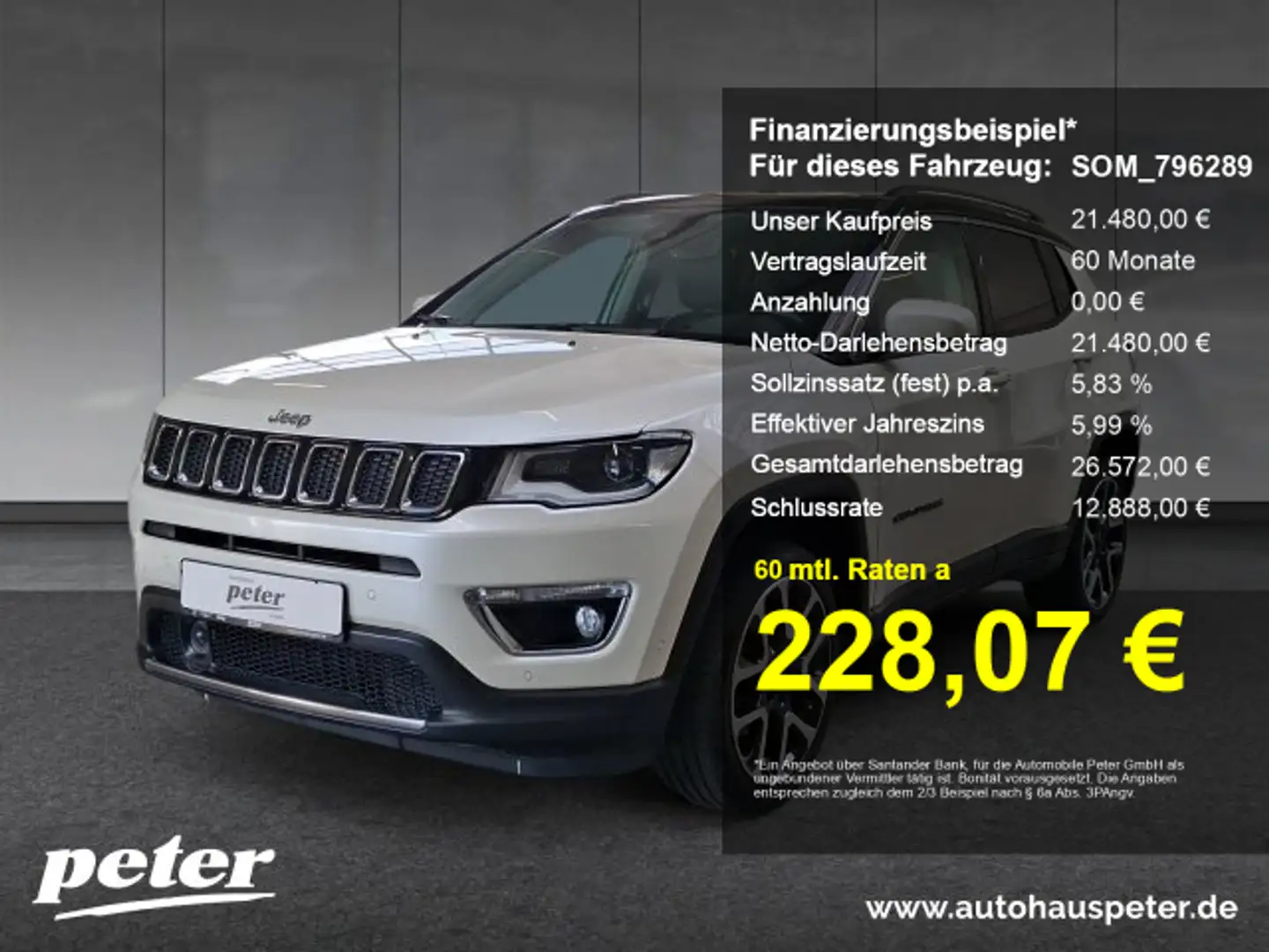 Jeep Compass Compass Limited 4WD AHZV Navi Winterpaket Weiß - 2