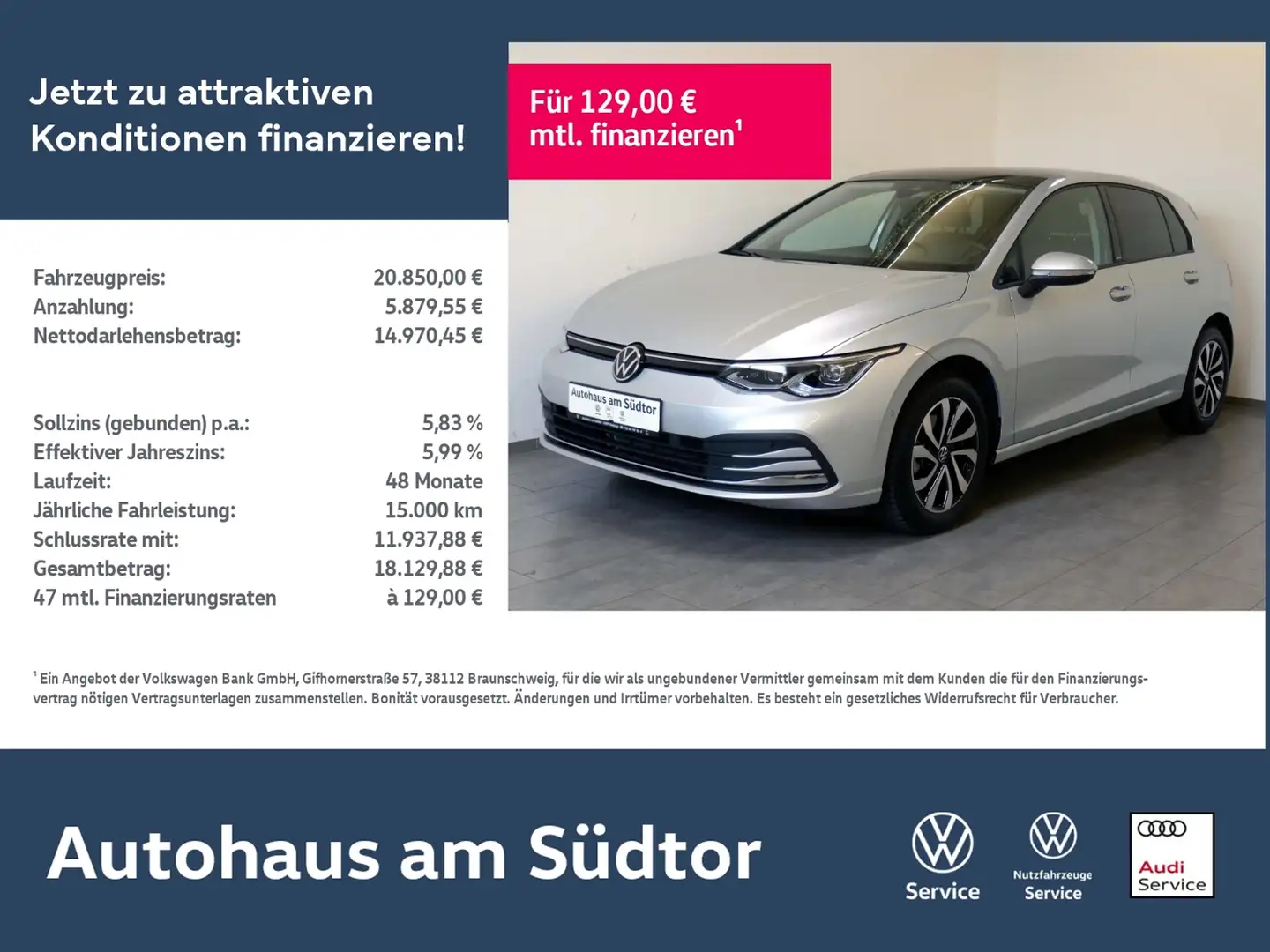 Volkswagen Golf VIII "ACTIVE" 1.5 TSI | LED ACC Navi Silber - 1
