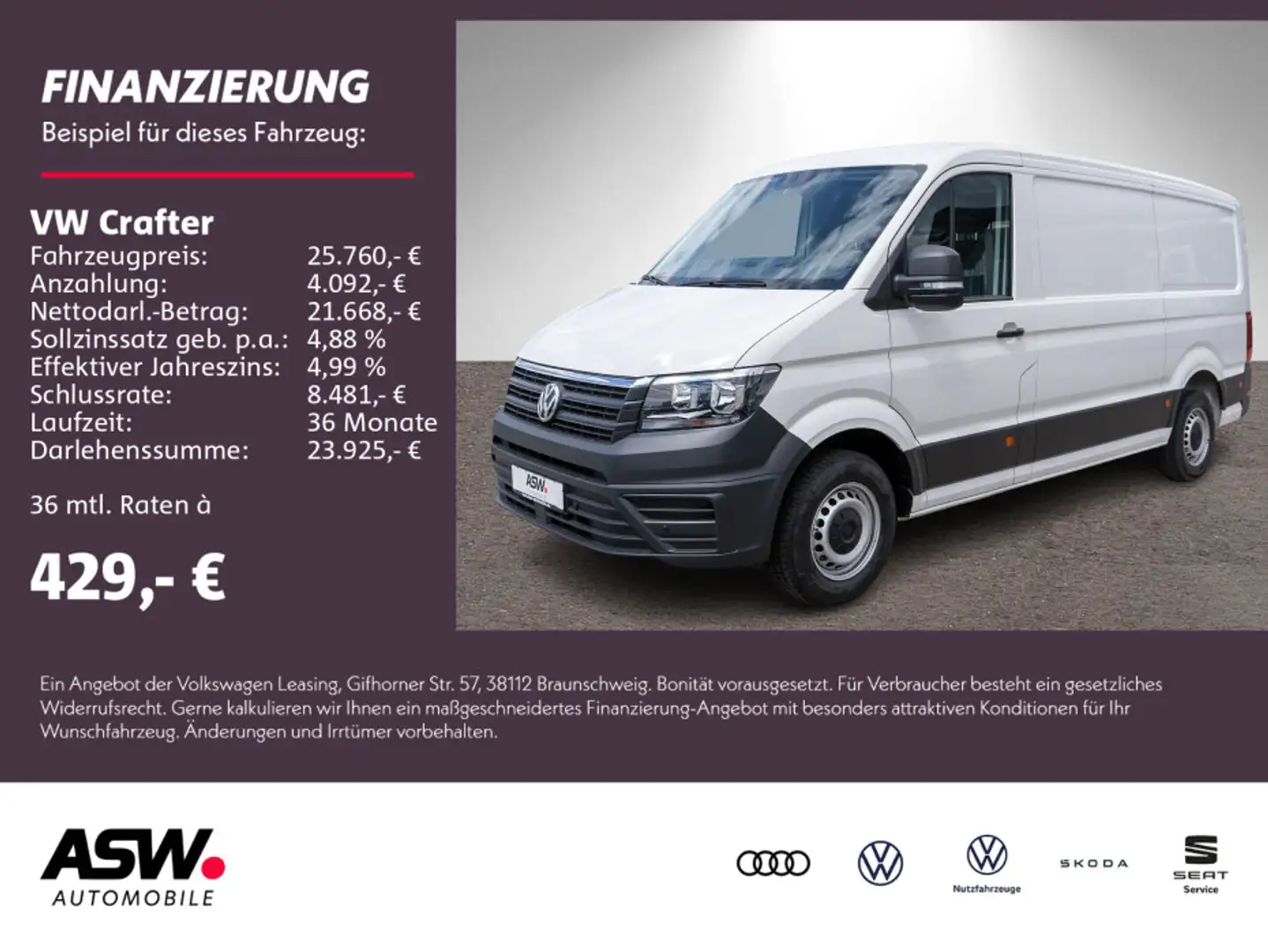 Volkswagen Crafter 30 2.0 TDI L2H1 EcoProfi Klimaanlage AHK Weiß - 1