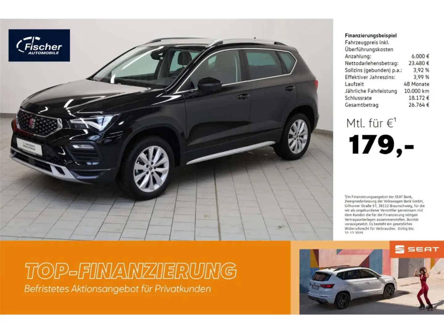SEAT Ateca 1.5 TSI DSG Xperience AHK/NAV/VIRTUAL/ACC Schwarz - 1