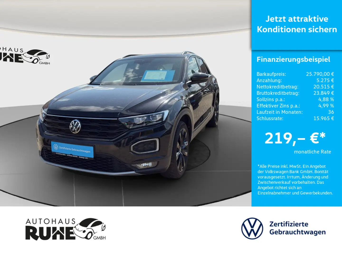 Volkswagen T-Roc Sport 1.5 TSI 110 kW DSG PANO LED ACC Schwarz - 1