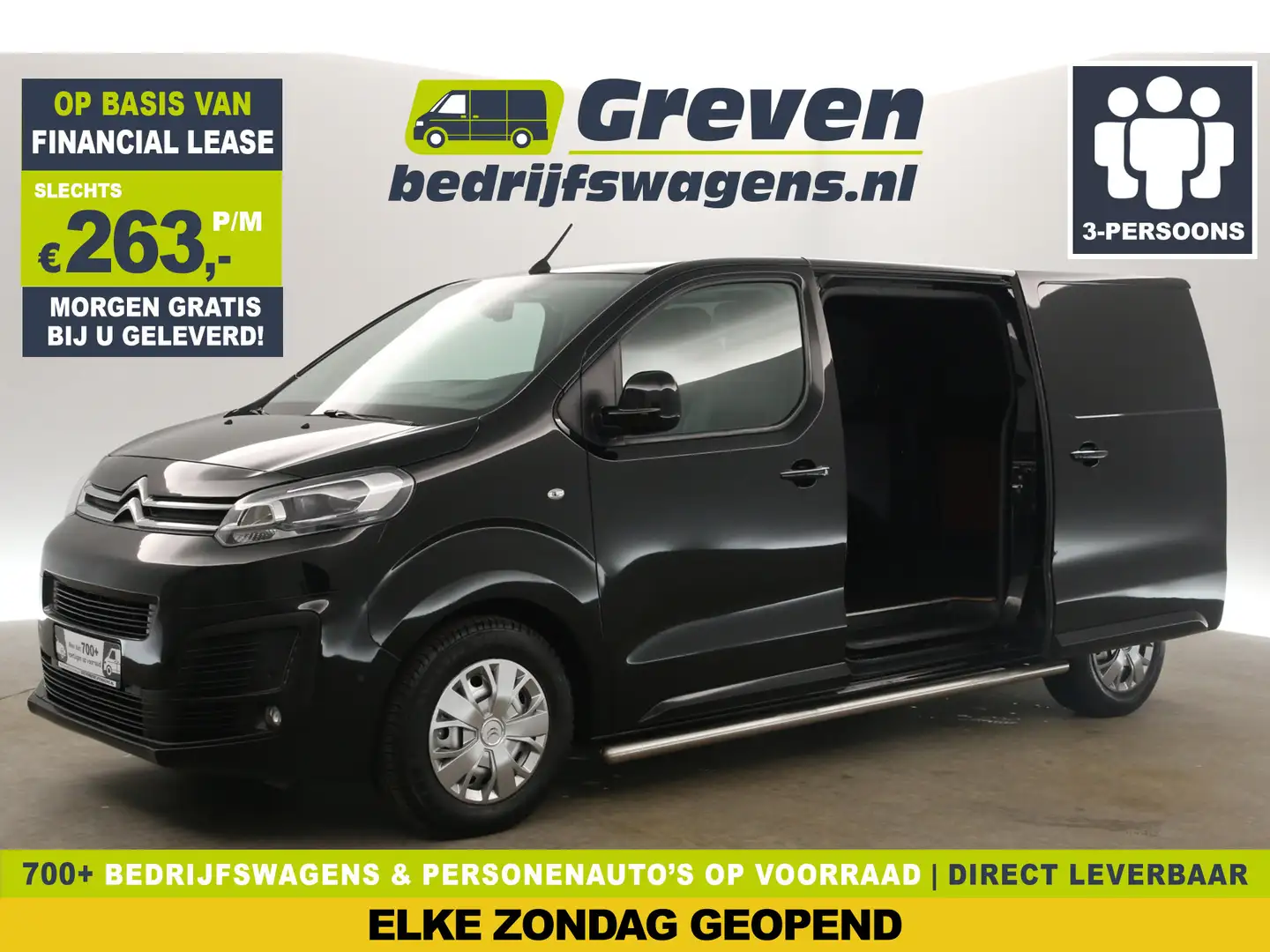 Citroen Jumpy 2.0 BlueHDI L2H1 Airco 360Camera 2xSchuifdeur Crui Zwart - 1
