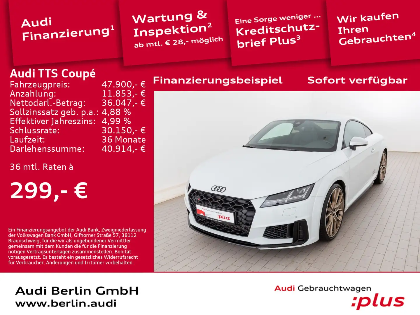 Audi TTS 2.0 TFSI qu. S tr. RFK PDC LED NAVI Blanco - 1