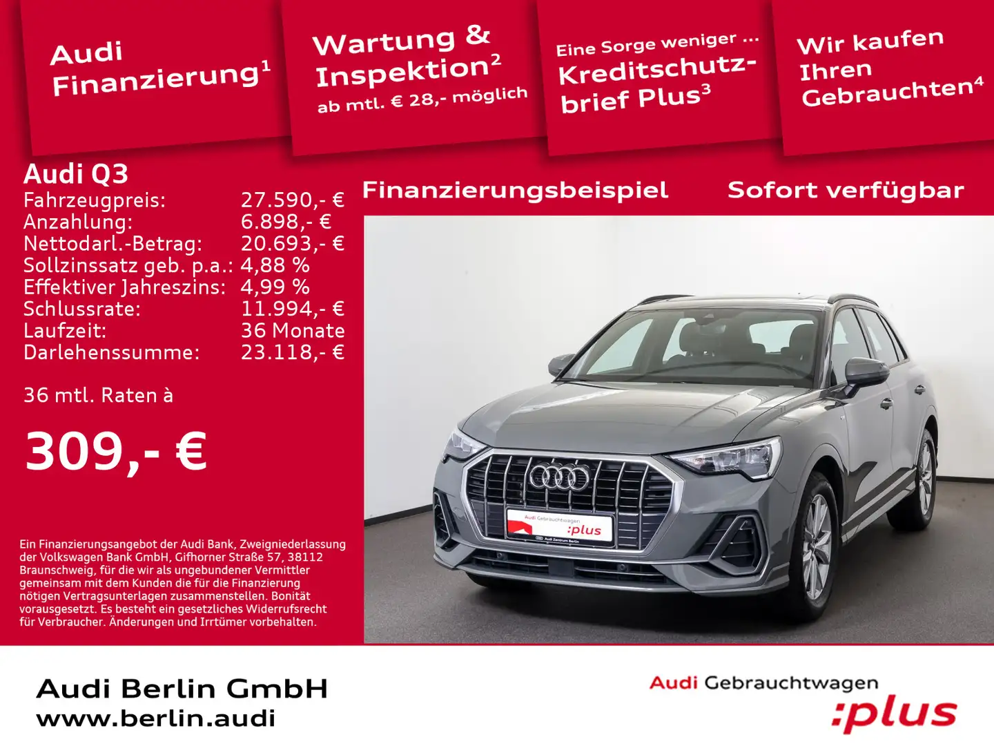 Audi Q3 S line 35 TFSI S tr. AHK VIRTUAL NAVI PANO Grau - 1