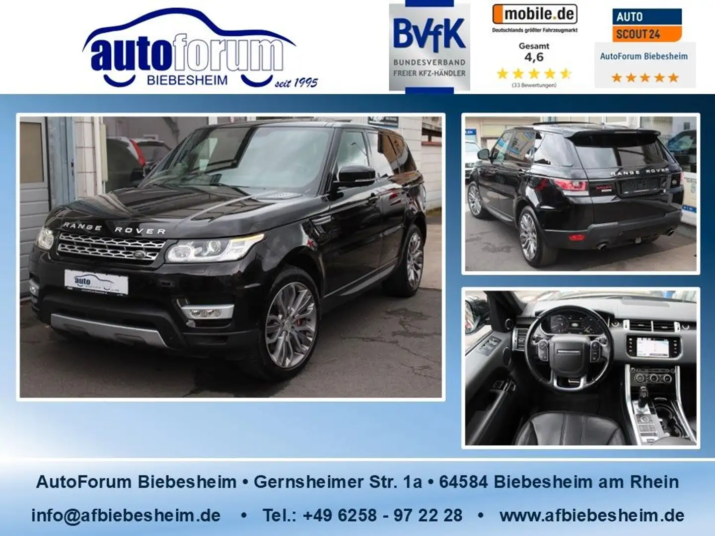 Land Rover Range Rover Sport 5.0 V8 Dynamic Xenon*Pano*360° Schwarz - 1
