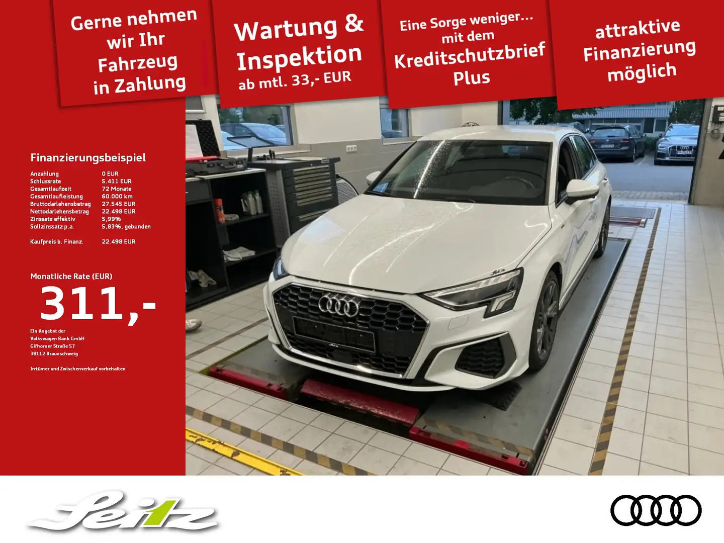 Audi A3 Sportback 30 TDI S line *AHK*LED*KAMERA*SITZH* Blanc - 1
