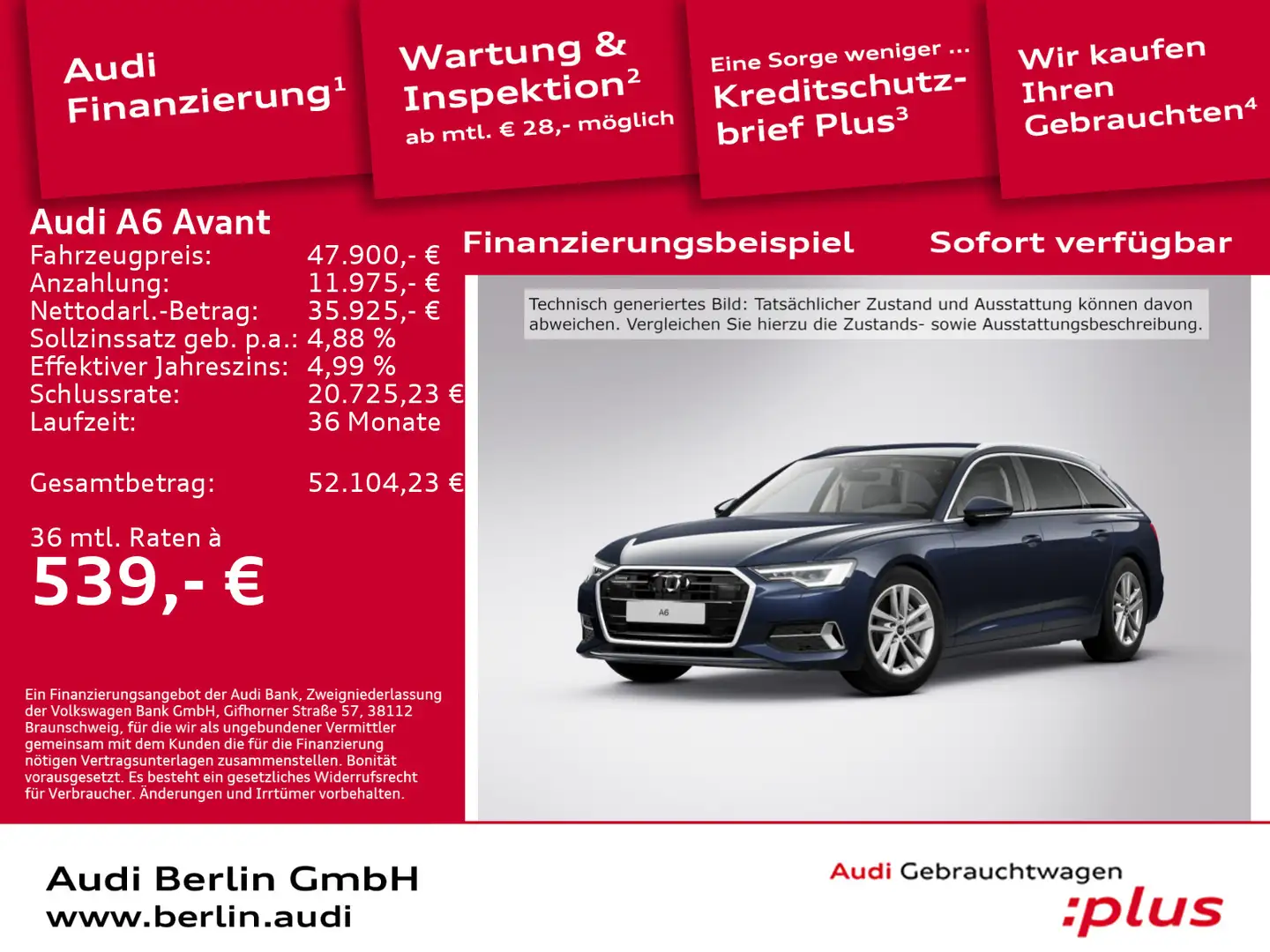 Audi A6 sport 45 TDI qu. S tr. AHK RFK NAVI Blau - 1