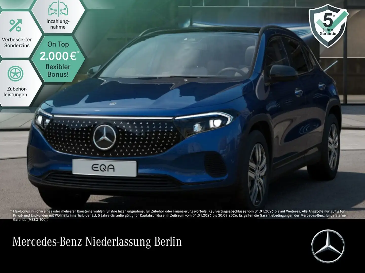 Mercedes-Benz EQA 350 4M ELECTRICART+NIGHT+PLUS-PAKET+PANO+SPUR Blau - 1