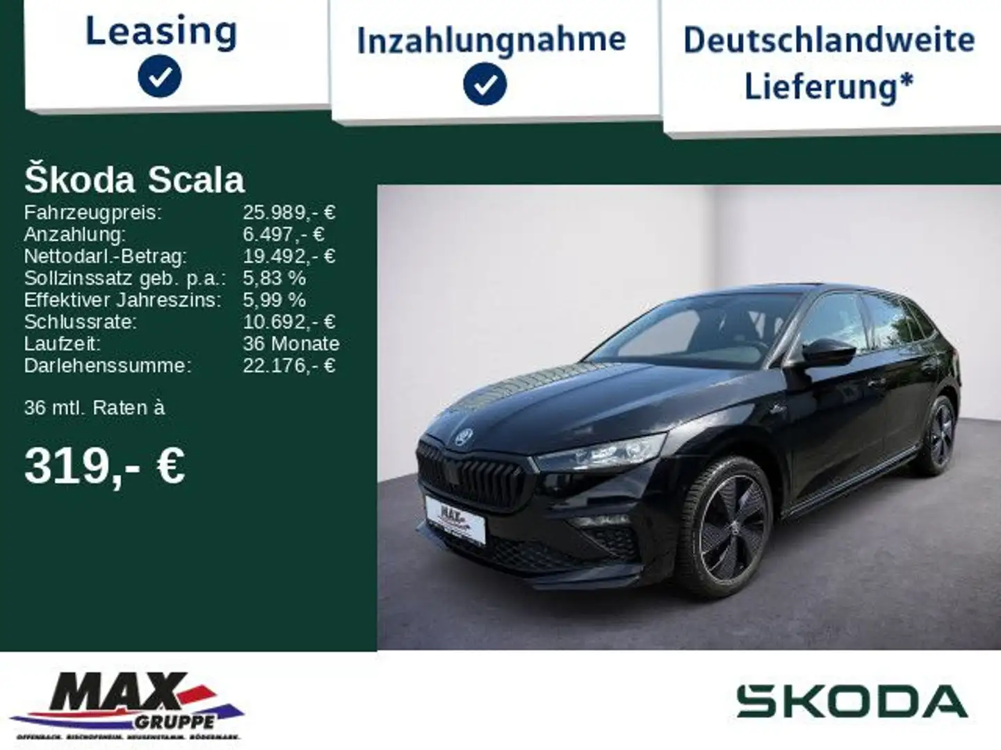 Skoda Scala Monte Carlo 1.0 TSI 85kW MATRIX+PANO+KAM Nero - 1