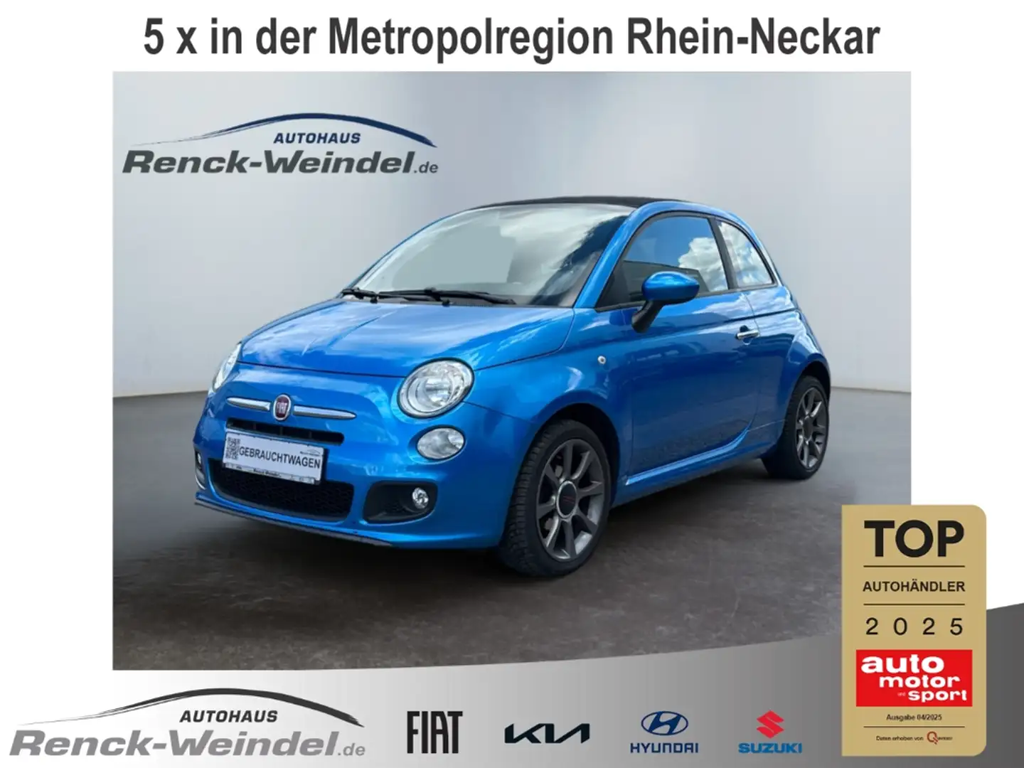 Fiat 500C Sport 1.2 Klima PDC BT Freisprech Allwetterreifen Blau - 1