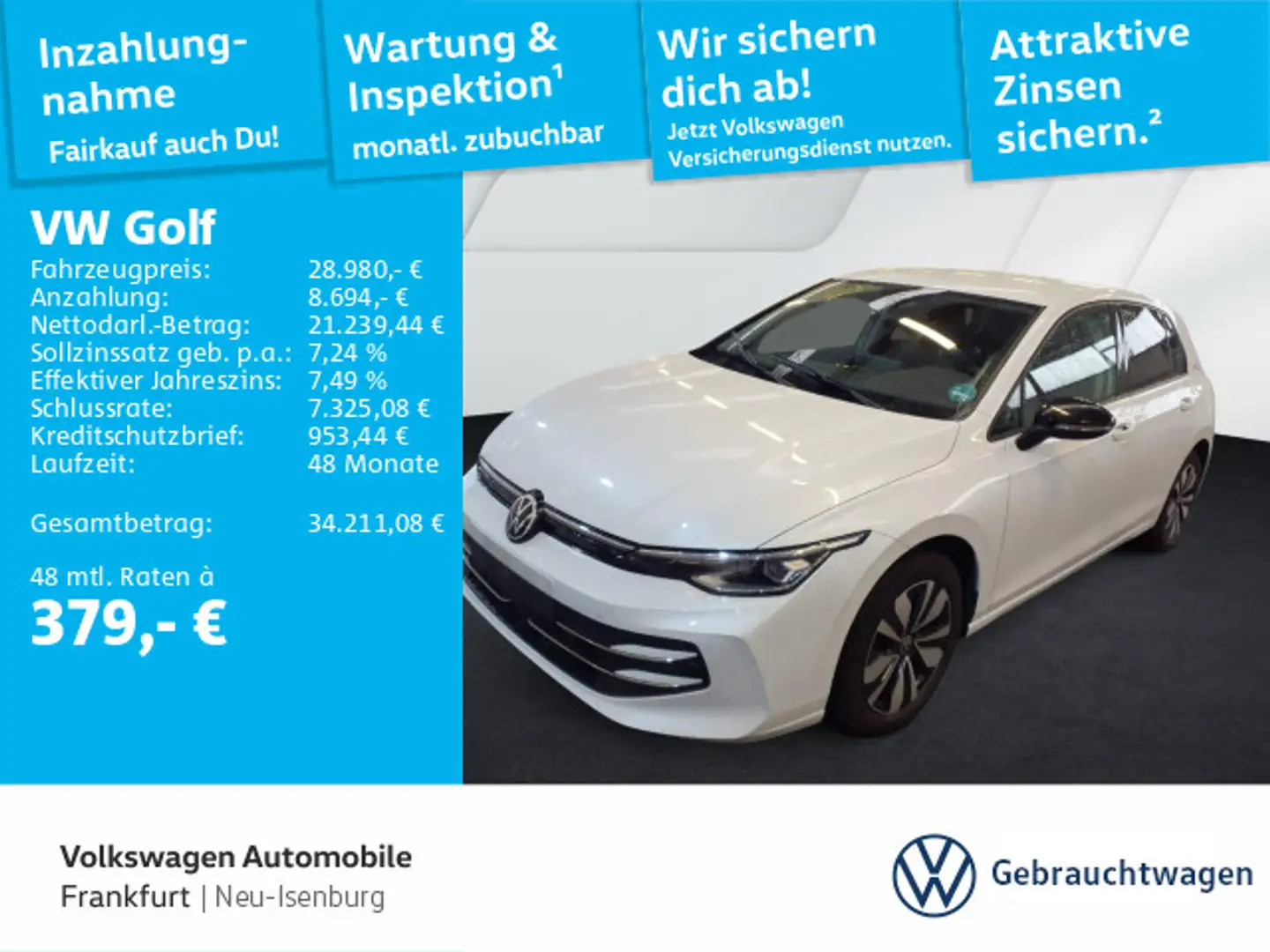 Volkswagen Golf VIII 2.0 TDI DSG Goal Navi AHK Rückfahrkame Weiß - 1
