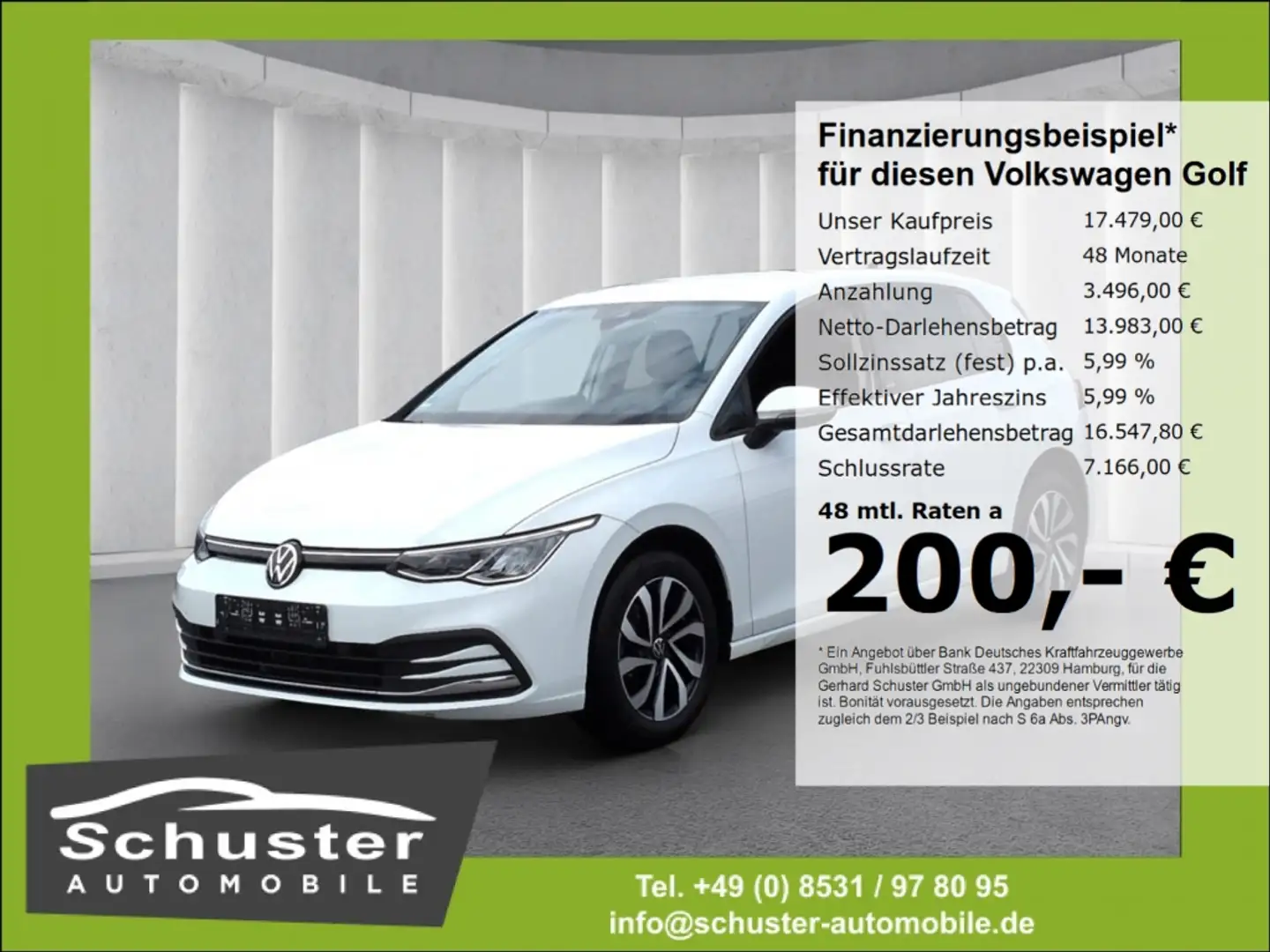 Volkswagen Golf VIII ACTIVE 1.0TSI*LED ACC R-Kam Navi SHZ Weiß - 1