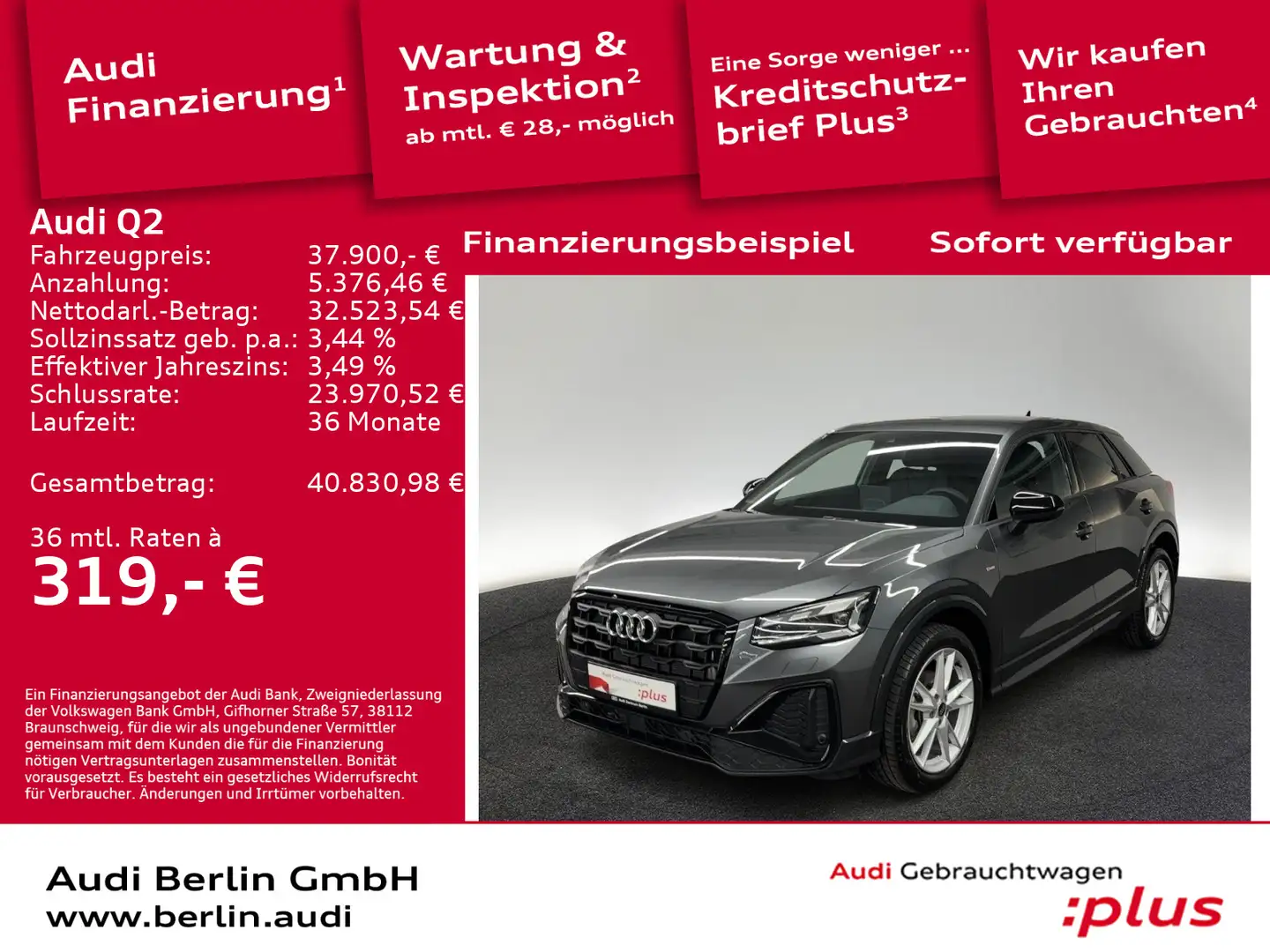 Audi Q2 S line 35 TFSI S tr. LEDER AHK MATRIX RFK NAV Grau - 1
