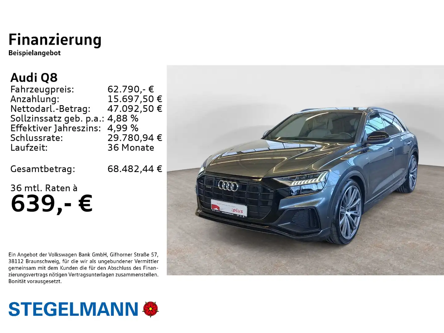 Audi Q8 50 TDI qu. Tiptr. S-Line Selection *AHK*Head- Gris - 2