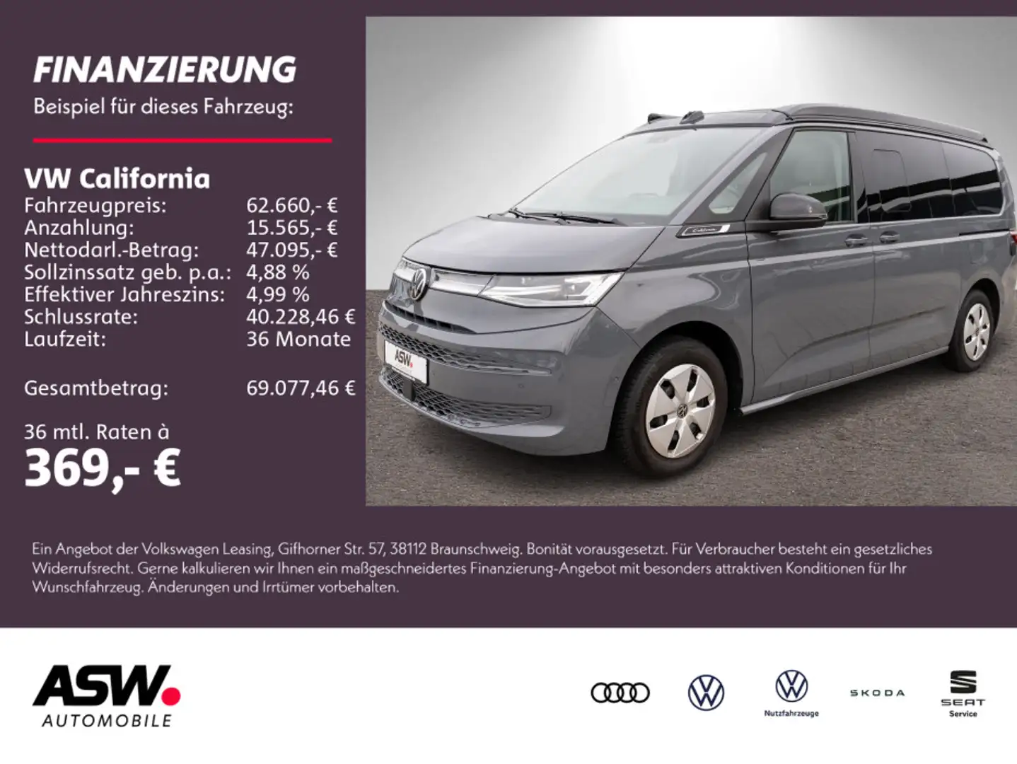 Volkswagen T7 California Beach 2.0TDI DSG LED Standhzg AHK Grau - 1