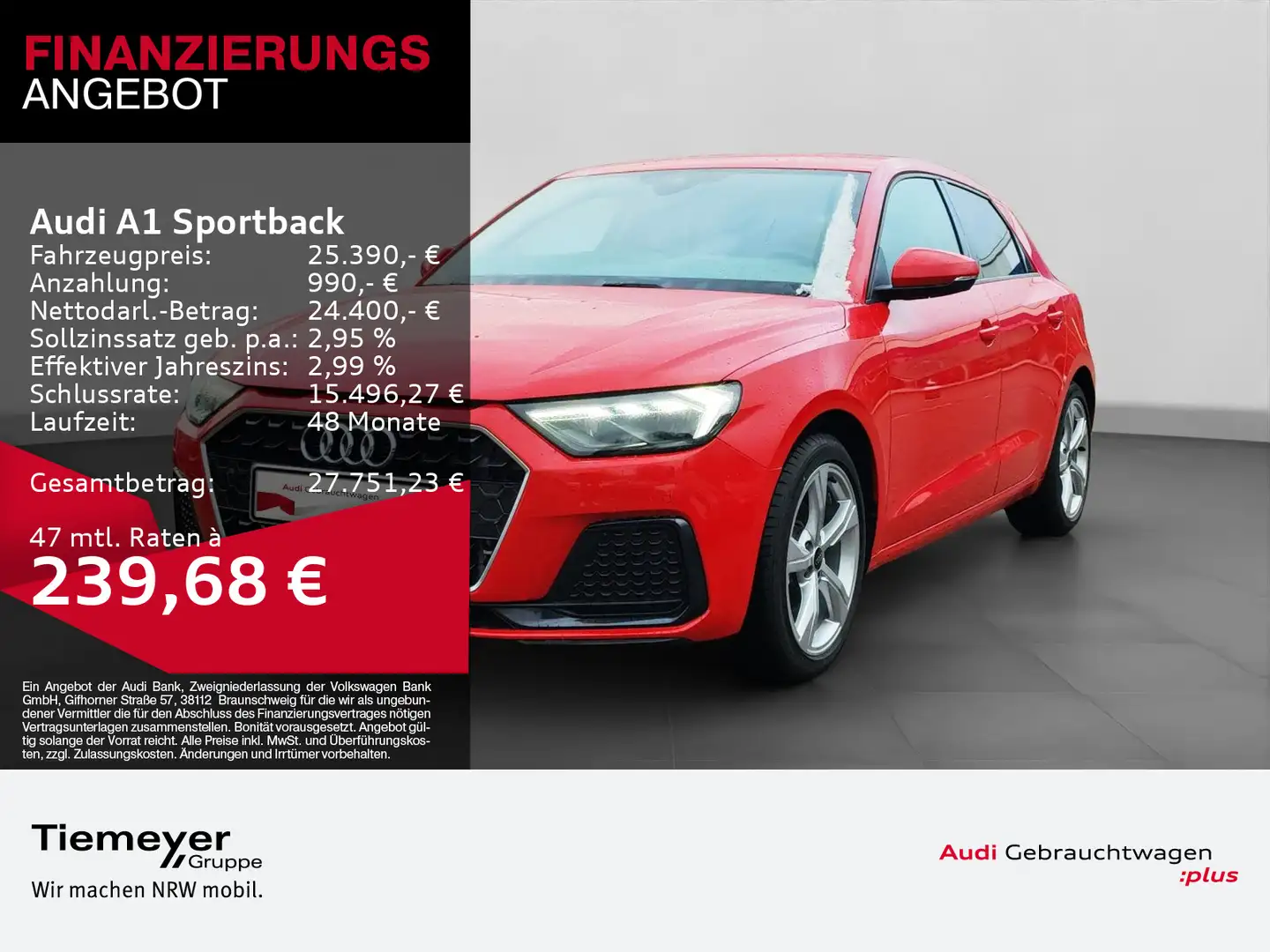 Audi A1 30 TFSI ADVANCED LM17 LED PDC+ SITZ Rot - 1