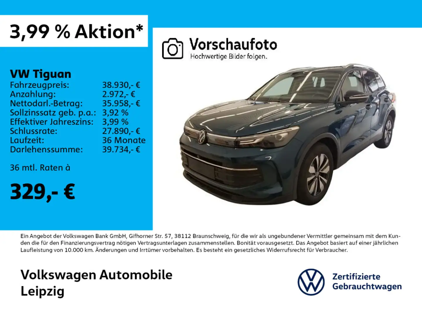 Volkswagen Tiguan 2.0 TDI Goal *AHK*ACC*RFK*PDC*APP*360° Blau - 1